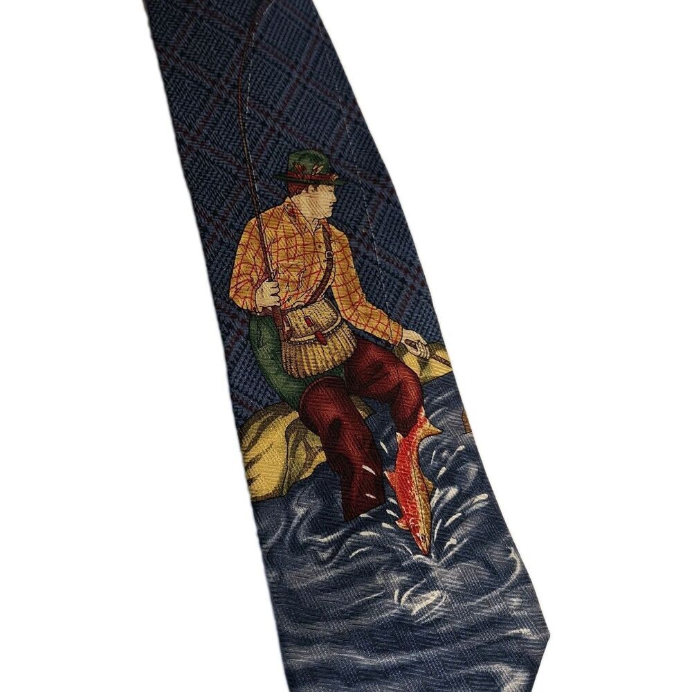 GJ Cahn All Silk Hand Sewn Neck Tie Fish Print